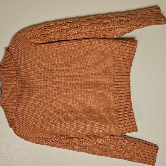 Cable Knit Rust/Burn Orange Sweater - Picture 3 of 5
